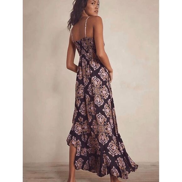 NEW Intimately by Free People Womens Small That Moment Black Pink Slip Lace Maxi - Picture 2 of 10
